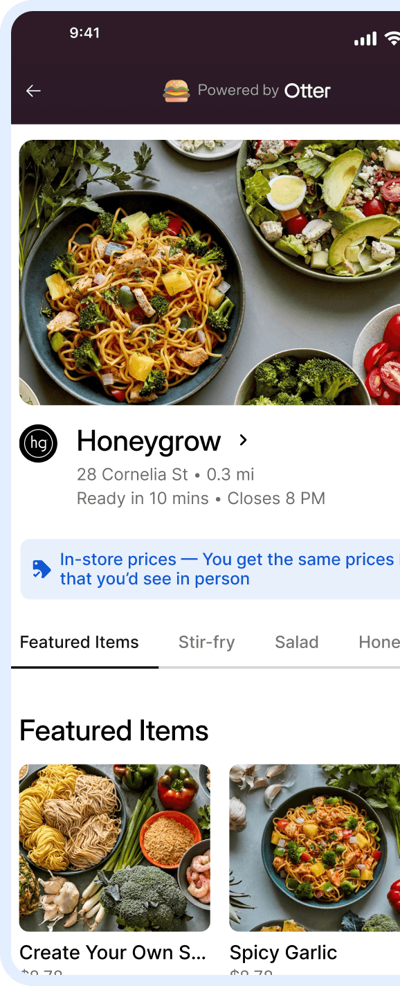 Otter food ordering app